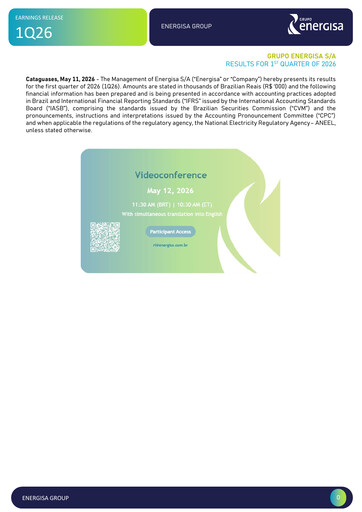 Thumbnail Energisa S.A. Quarterly Report 2026-q1