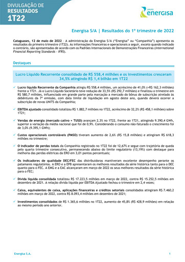 Thumbnail Energisa S.A. Quarterly Report 2022-q1