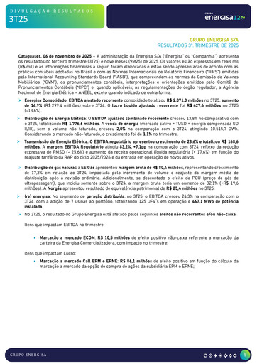 Thumbnail Energisa S.A. Quarterly Report 2025-q3