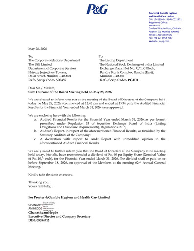 Miniature Procter & Gamble India Bilan financier 2025-2026