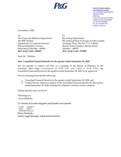 Miniature Procter & Gamble India Rapport trimestriel 2025-q2