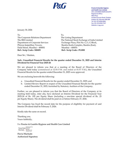 Miniature Procter & Gamble India Rapport trimestriel 2025-q3
