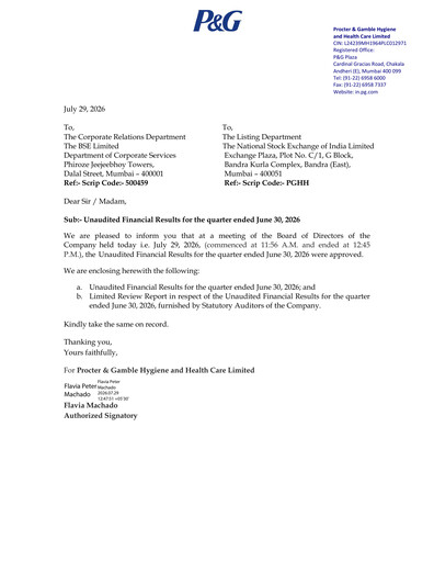 Miniature Procter & Gamble India Rapport trimestriel 2026-q1